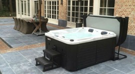 Patio with hot tub spa