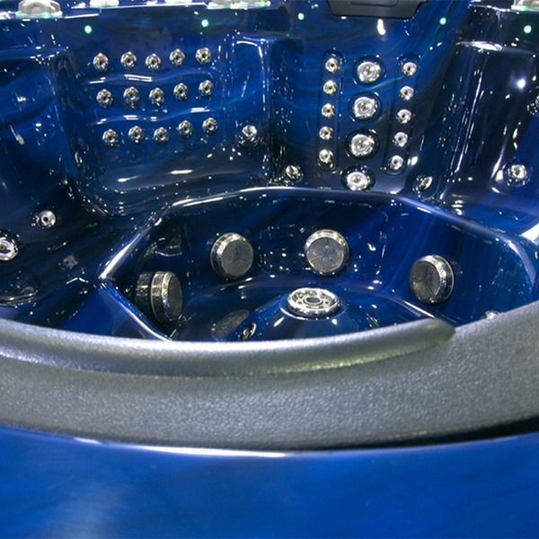 Blue hot tub interior