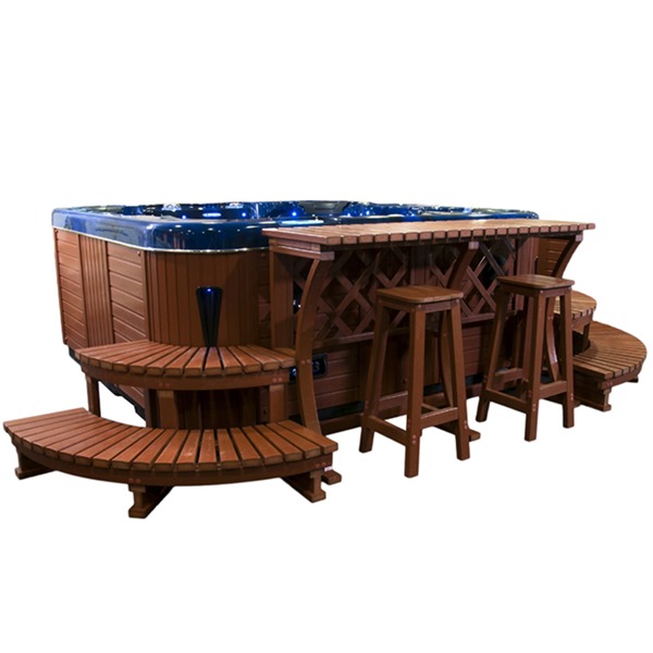 Antigua hot tub with bar and steps